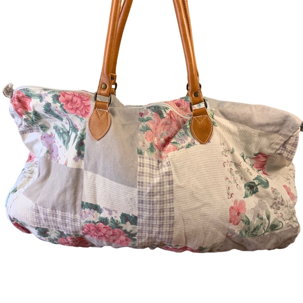 Gitano Vintage Floral Plaid Patchwork Duffle Bag … - image 2